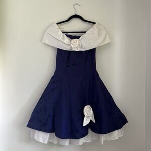 VTG 1980s Notorious Purple And White Prom Cocktail Dress Size 5 Rosette Tulle